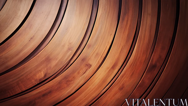 Curved wooden planks in warm concentric surface pattern.