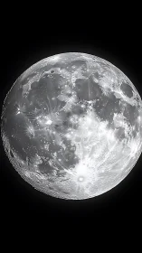 High-contrast lunar surface study with accentuated crater rays