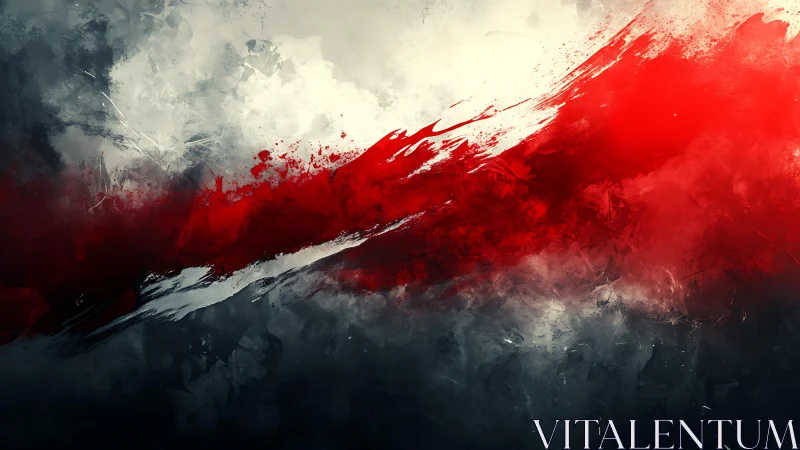 Abstract red and white brushstroke with dark contrast, modern style.