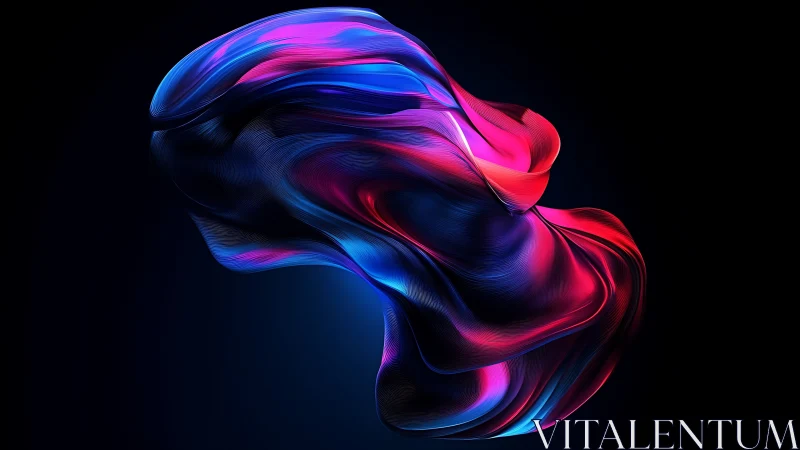 Neon fluid ribbon forms glowing abstract energy shape