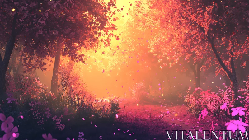 Enchanted Forest Path: Glowing Twilight Journey Through Nature's Embrace