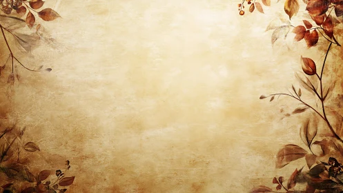 Vintage parchment frame with sepia botanical corner flourishes