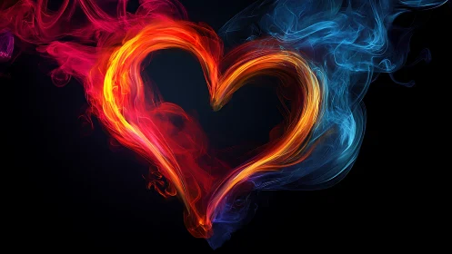 Blazing Hearts Collide Where Opposing Flames Dance