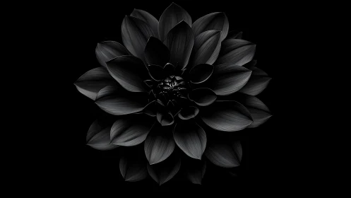 Monochrome Dahlia Bloom Against Black Background