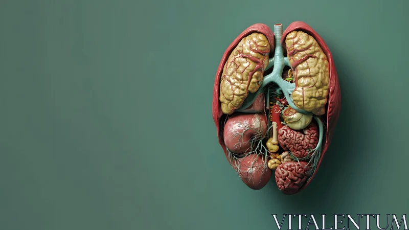 Realistic anatomical model of human organs on green background. Realistic anatomical model of human organs on green background.