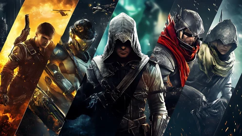 Futuristic assassins unite in dynamic sci fi battle montage.