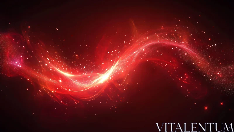 Vibrant Red Light Wave on Dark Background, Abstract Digital Art.
