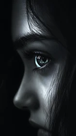 Silent shimmer in a watching eye, wrapped in shadow.