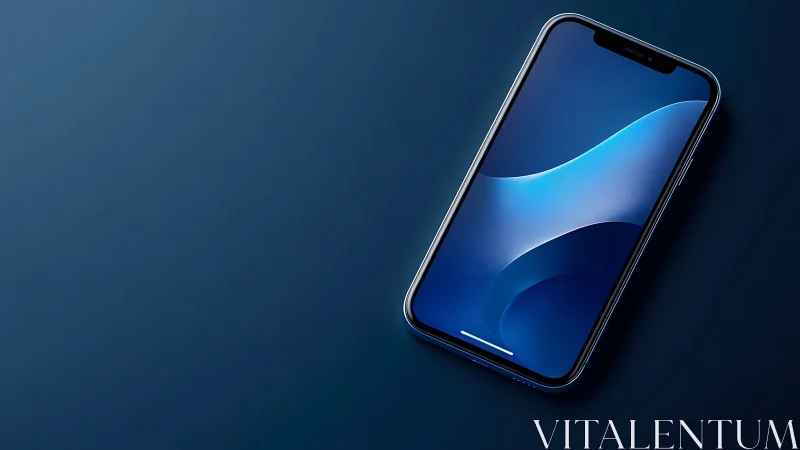 Smartphone display with fluid gradient rendering in three-dimensional perspective.