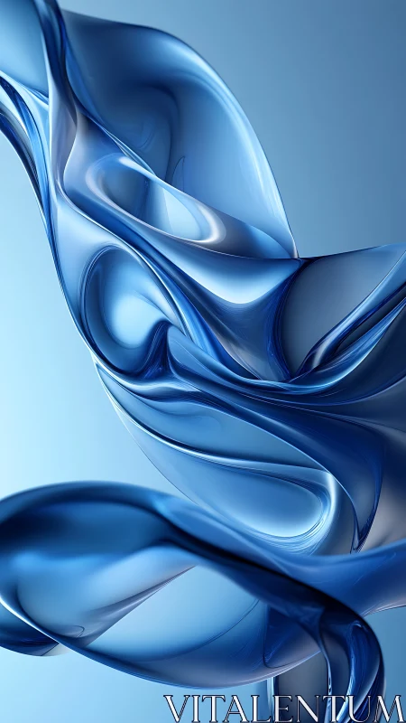 Liquid sapphire ribbons curl through weightless blue air.