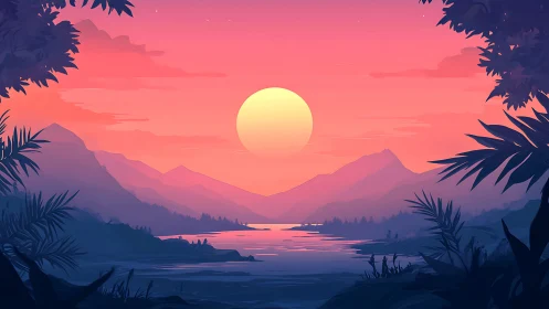 Sun swims low while violet mountains drink the fading light