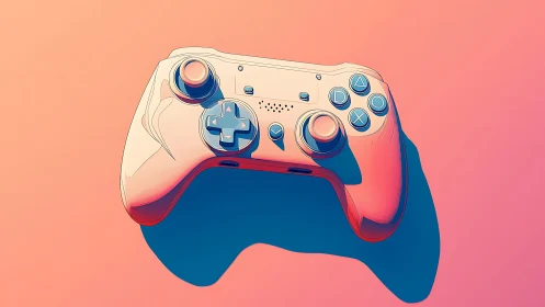 Gaming Controller Illustration Against Gradient Background.