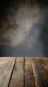 Moody rustic tabletop against storm-touched studio wall backdrop.