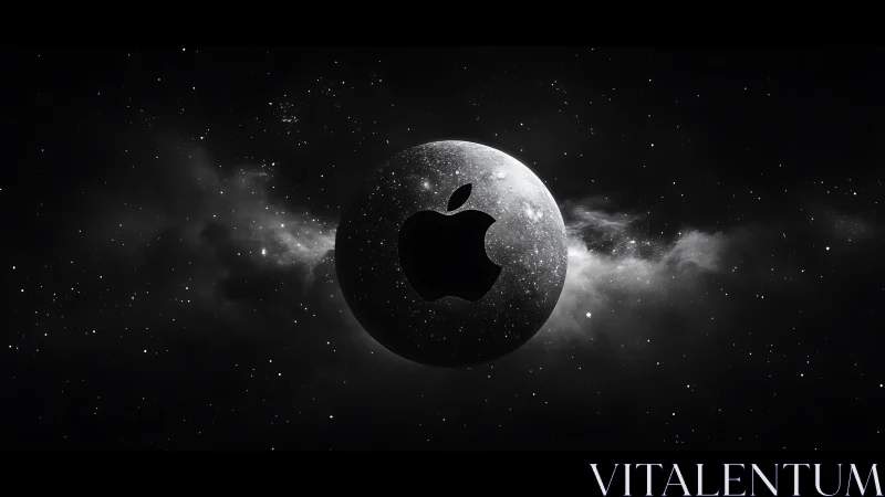 Cosmic moon drifts in space with a bold bite-shaped void