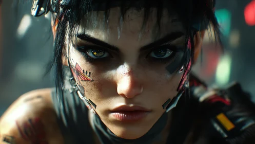 Neon-eyed street hacker quietly rewrites the night around her