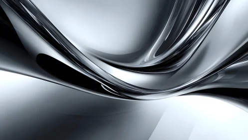Sleek metallic abstract waves in glossy modern digital art style.