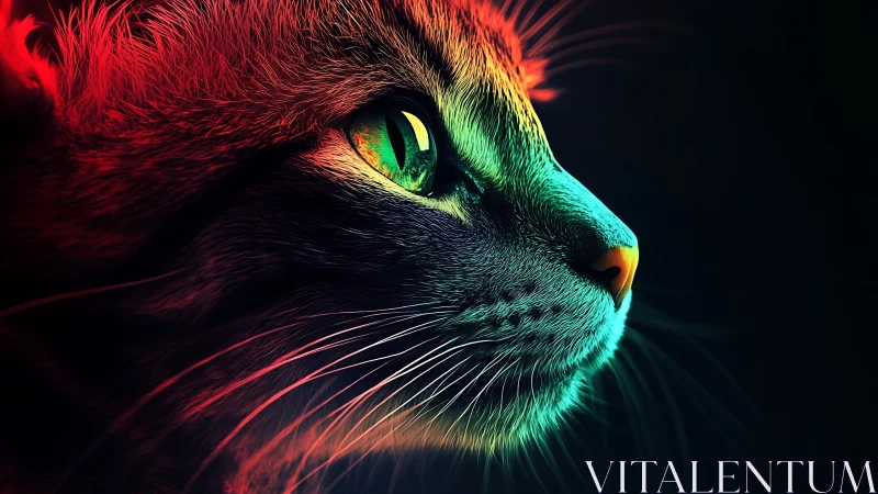 Radiant Rainbow Feline in Neon Glow.