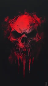 Crimson smoke carves a dripping demon skull from darkness