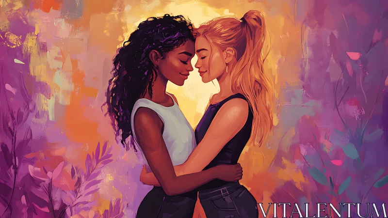 Two Women Share an Intimate Moment Bathed in Warm Light