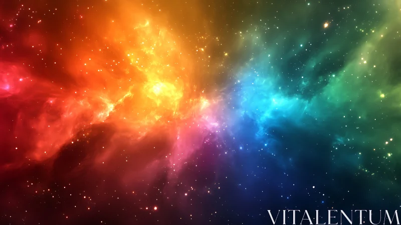 Vibrant multicolor nebula glows across deep star field