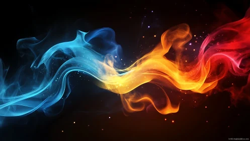 Luminous Dance: Blue Fire Meets Golden Inferno.
