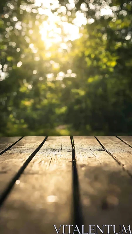 Sunlit wooden boards quietly rehearse a golden summer afternoon