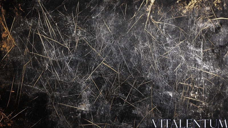 Weathered charcoal surface laced with bright golden scratches.