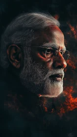 High-contrast digital portrait with dramatic rim lighting profile.