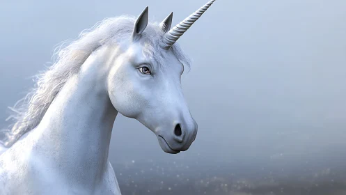 Luminous moonlit unicorn poised in a misty dreamscape.
