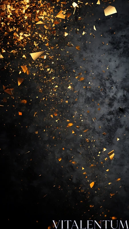Golden shards erupt through midnight smoke in radiant drift.