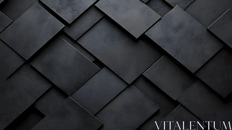 Overlapping black rectangular panels create a staggered grid