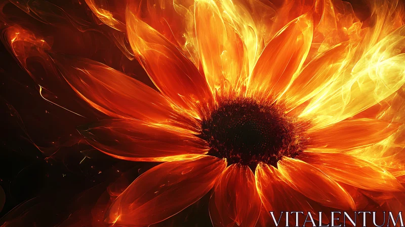 Flaming sunflower petals glow like a warm, living sunrise