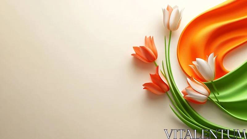 Tulip ribbons bloom in tricolor swirls of gentle light.