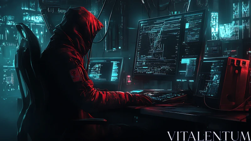 Midnight code phantom in neon-laced cybernetic gloom.