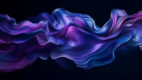 Undulating iridescent fluid ribbon forms with high-gloss spectral lighting