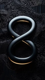 Glossy black number eight on dark textured background.