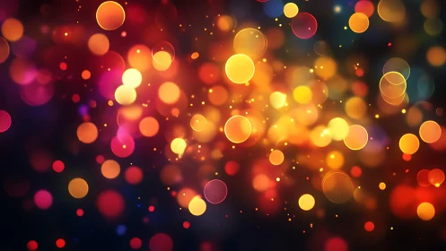 Vibrant Bokeh Light Abstract With Warm Colorful Glowing Orbs.