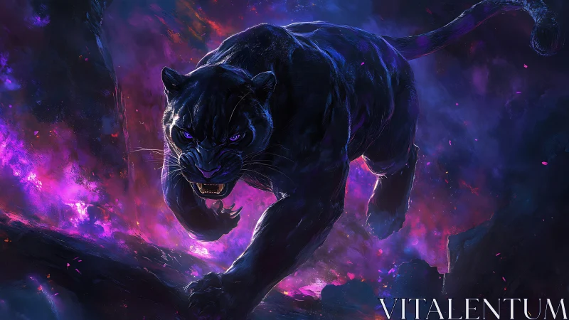 Neon Panther Prowling Through Twilight Chaos.