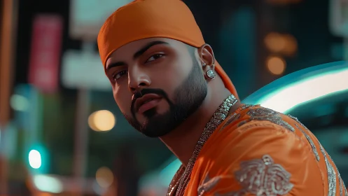 Midnight city glow around a confident street style gaze.