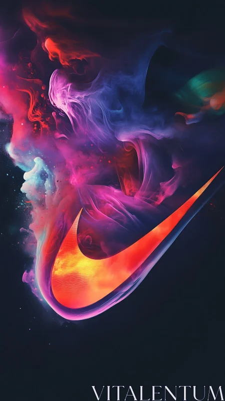 Neon swoosh carves a comet trail through cosmic color storms