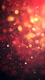 Glowing red and gold bokeh lights drift in a warm festive haze