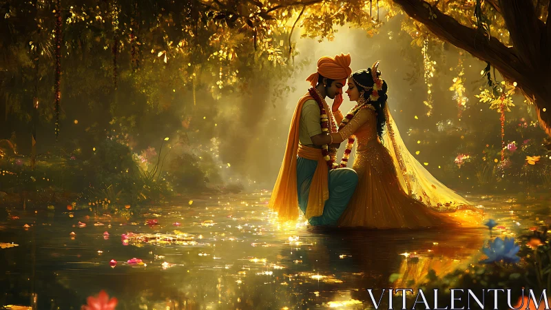 Romance Blooms Under Golden Willow Trees.