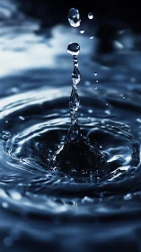 Midnight droplet pirouettes above its own silver echo