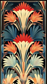 Art deco floral motif radiates bold symmetry and vintage glamour