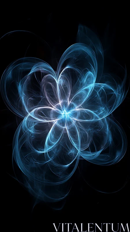 Radiant blue energy flower forms glowing fractal bloom