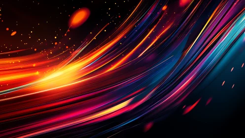 Solar neon rivers race across a midnight digital sky.