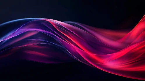 Shimmering red and violet light waves drift across deep space