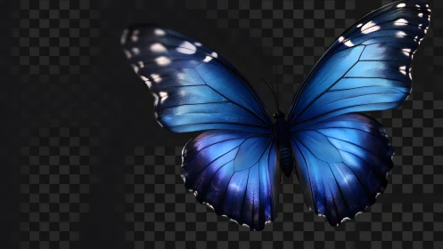 Vibrant Blue Butterfly on Transparent Background, Realistic Digital Art.