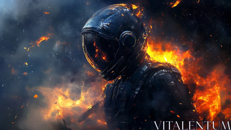 Armored Figure Engulfed in Incandescent Combustion Event.