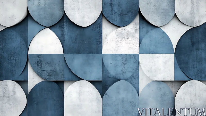 Geometric tides quietly ripple through steel-blue half moons